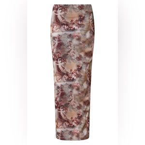 Pink Print Slinky Maxi Skirt 🩷